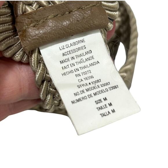 Liz Claiborne braided beige & cream satin synthetic braid woven belt size M - Picture 4 of 6